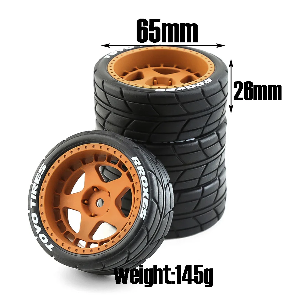 1/10 RC Rally Car Tires And Hard Plastic Wheels 12mm Hex Rubber Drift Tyres For 1:10 Scale On Road Racing Car Tamiya XV01 XV02 - view 3