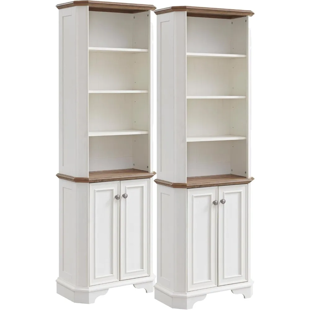 6-Tier Bookshelf Set of 2 with Storage, 72