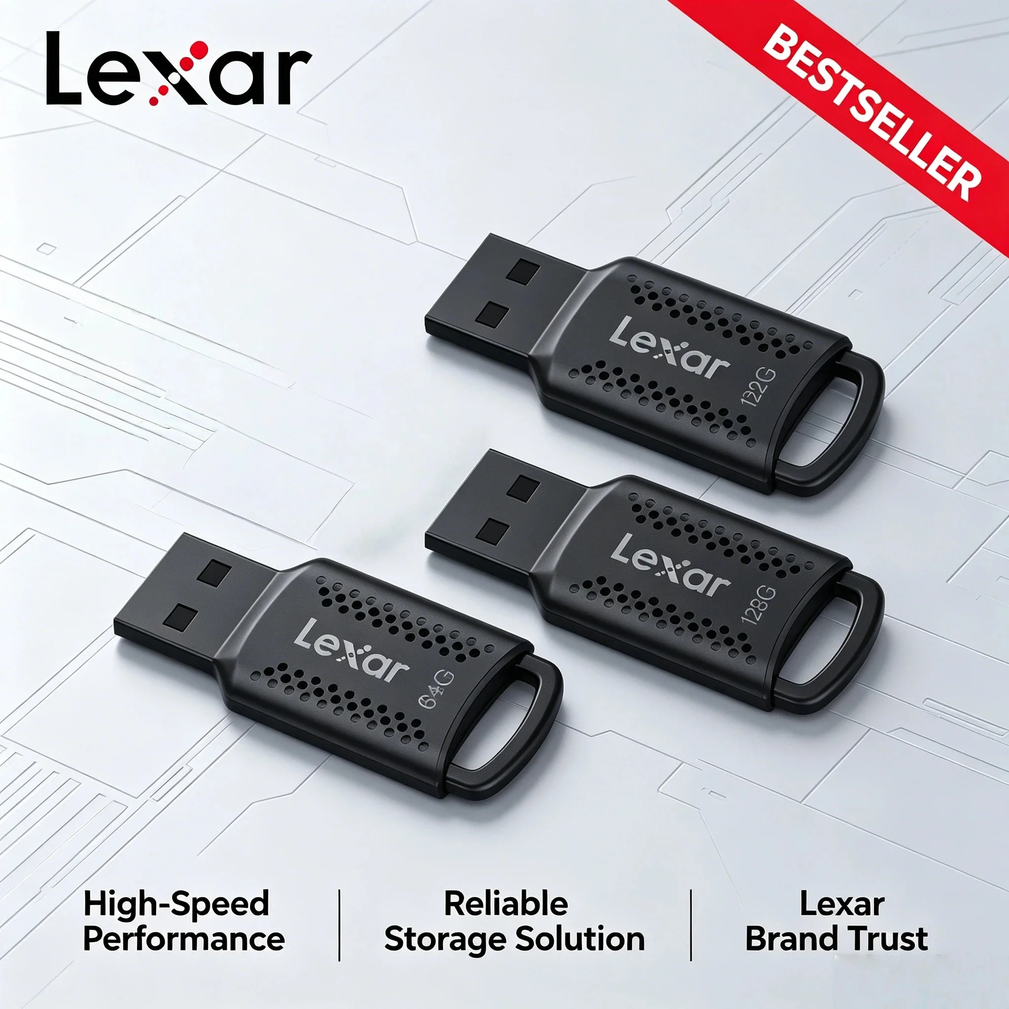 Unidad Flash USB Lexar V400 USB 3.2, Memoria USB de 32 GB, 64 GB, 128 GB, Negra, Memoria USB Original para Ordenador Pro Max