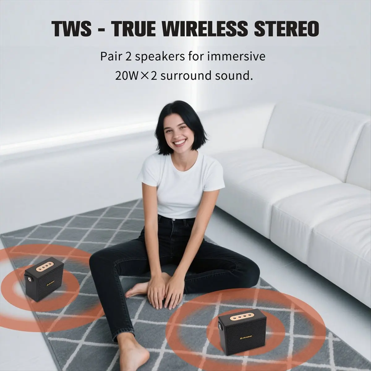 

Portable Retro Bluetooth 5.3 Speaker Wireless Outdoor Subwoofer with Interconnection FM Radio,TF Card,AUX Playback