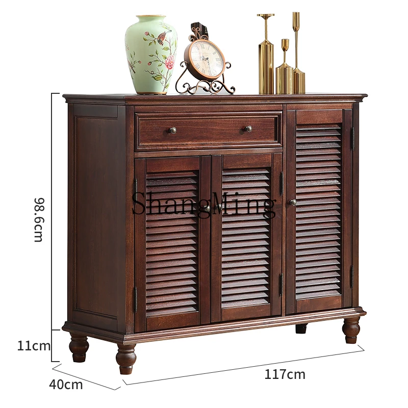

CL solid wood shoe cabinet household door large-capacity louver door foyer cabinet partition storage door entrance cabinet