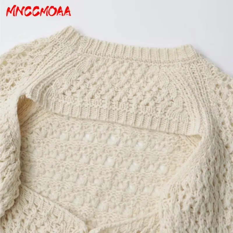 MNCCMOAA-Women's Loose Round Neck Knitted Sweater, Casual Long Sleeve Top, Pullover, Female Fashion, Autumn, Winter, 2024