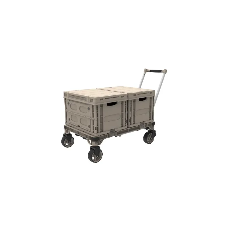 Portable 2 in 1 Folding Camping Table with Wheels Outdoor Picnic Cart Trolley for Beach Fishing Garden BBQ Heavy Duty Storage