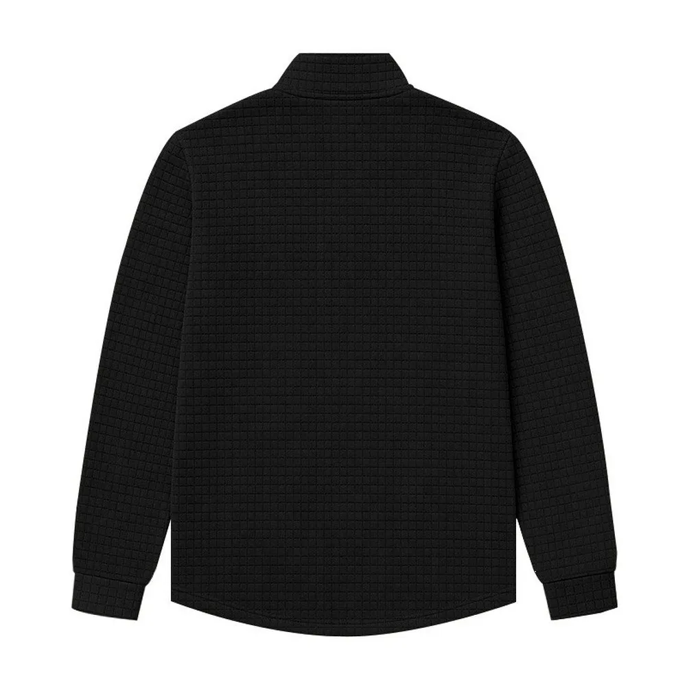 Long Sleeve Half Zip Pullover for Men Featuring Stand Collar Definition and Balanced Jacquard Checkered Layout
