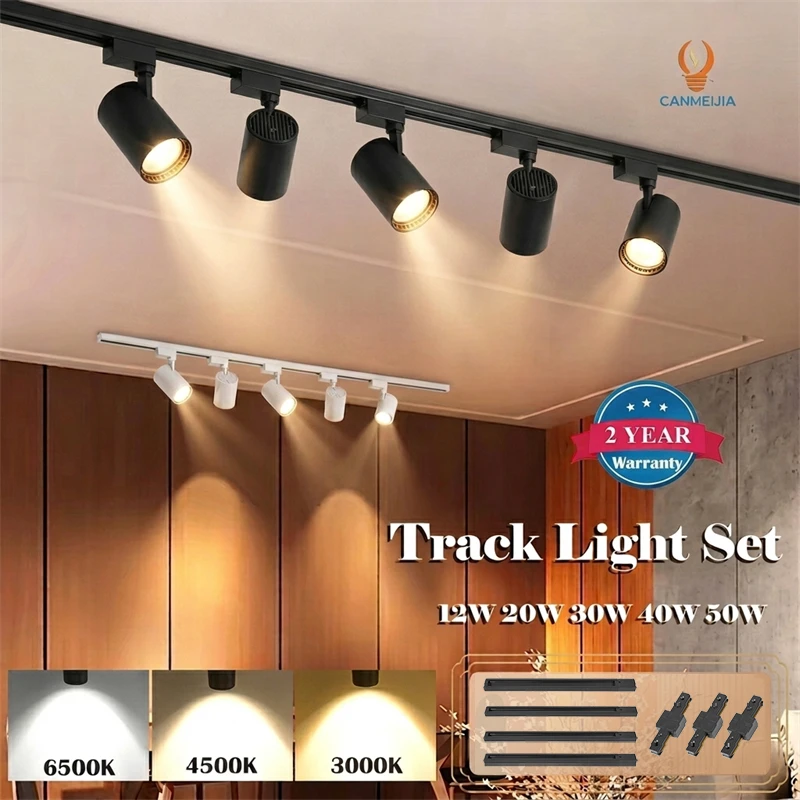 Led Track Light Adjustable Spot Rail Lamp 20/30/40/50W Spotlight Track Lamp indoor Lighting Fixture for Store Kitchen Decor