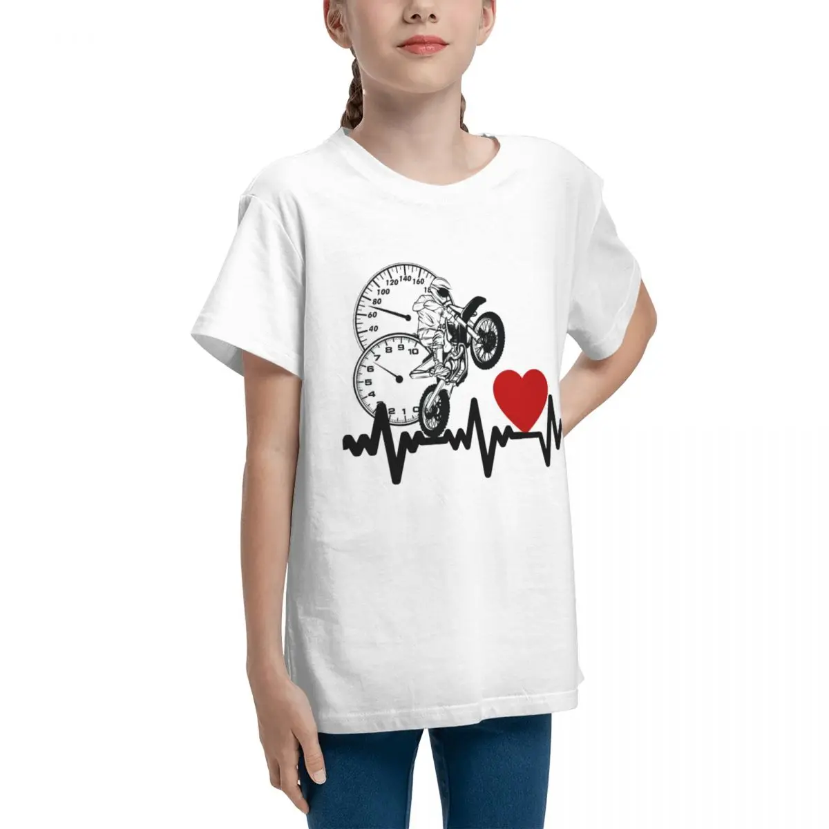 Adolescents Dirt Bike Heartbeat Poster For Sale Basic Short Sleeve T-Shirt Geeky Modern Tees Hot Sale High quality