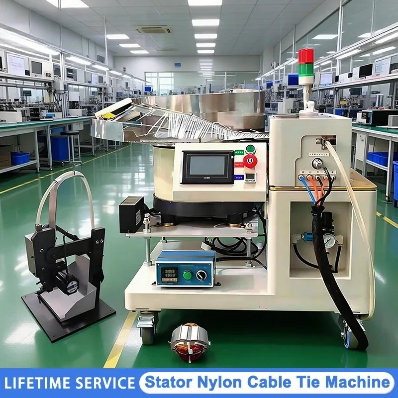 Automatic Adjustable Nylon Cable Tie Tying Machine 100-200mm Stator for Photovoltaic Wire Harness Binding Tool
