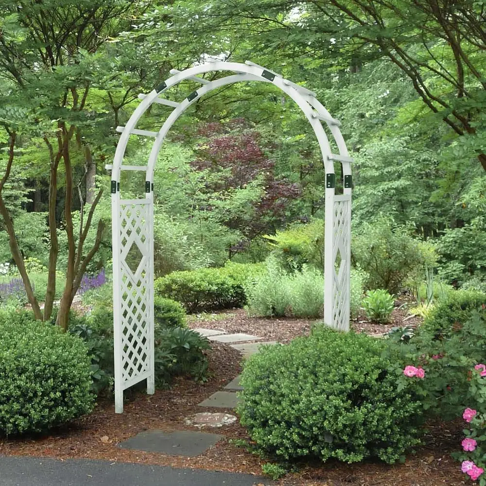 White Wooden Garden Trellis Archway, 92, Perfect for Outdoor Weddings and Climbing Plants