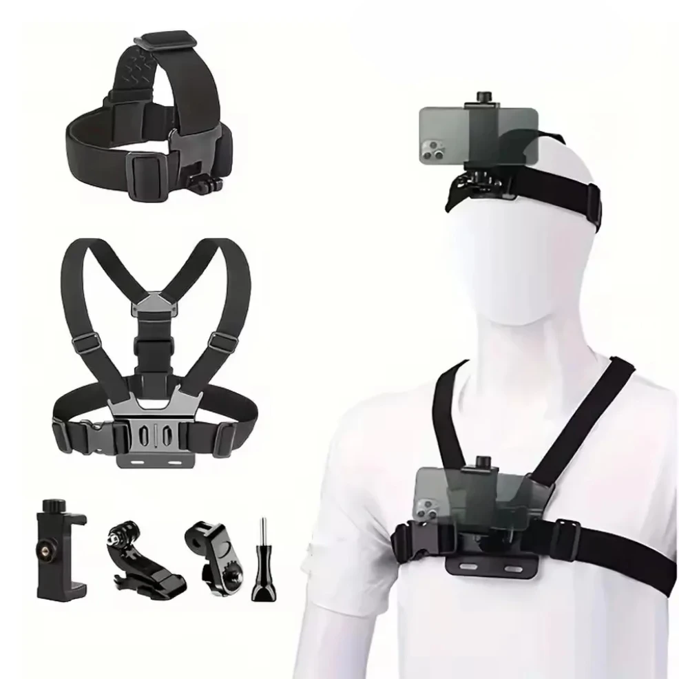 

Action Camera Kit Head Strap Chest Strap phone holder for GoPro Phone Osmo Enhanced Stability Versatility stand