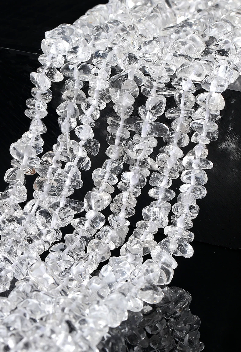 5-8mm Naturstein 40/80cm Unregelmäßige Bergquarz-Perlen Kiesperlen Freiform-Chips Schmuckherstellung DIY Armband Halskette Zubehör – Detail 1