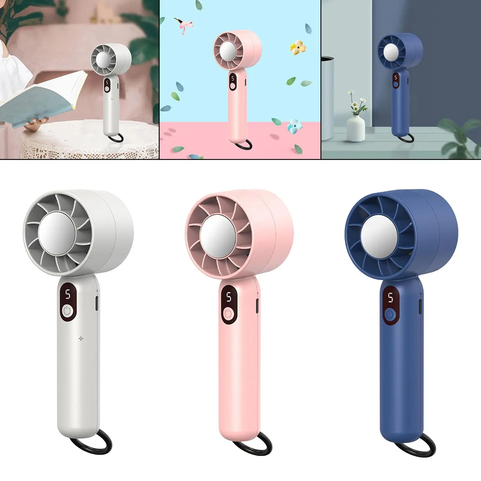 Mini ventilatore portatile, ventilatore tascabile regolabile a 5 velocità, ventilatore manuale piccolo per zaino in spalla, escursionismo, interno, esterno, viaggi