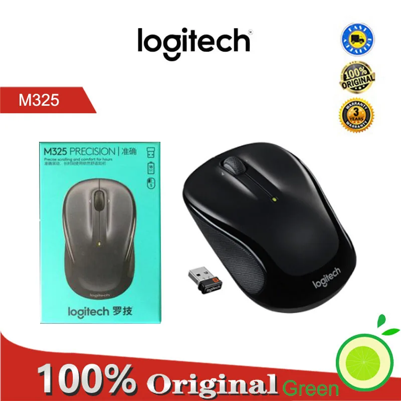 로지텍 무선 마우스 게임, 광학, 정품, 1000dpi, 컴퓨터, M325, M325S, 무작위 배송