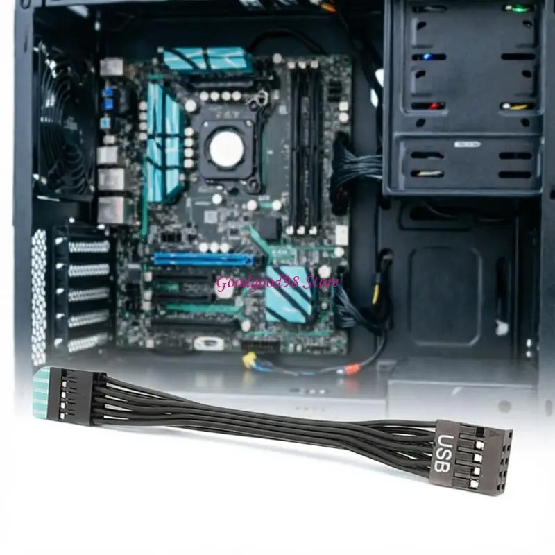 USB 9-Pin Male to Female Wire Ribbon for Front Panel Header Reach Use 