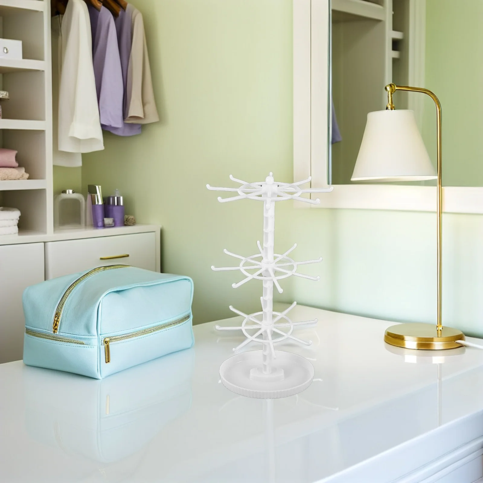 

3 Tier Desktop Jewelry Display Rack: Rotating Necklace Bracelet Holder Stand Keychain Organizer Storage Jewelry Tree Stand Home