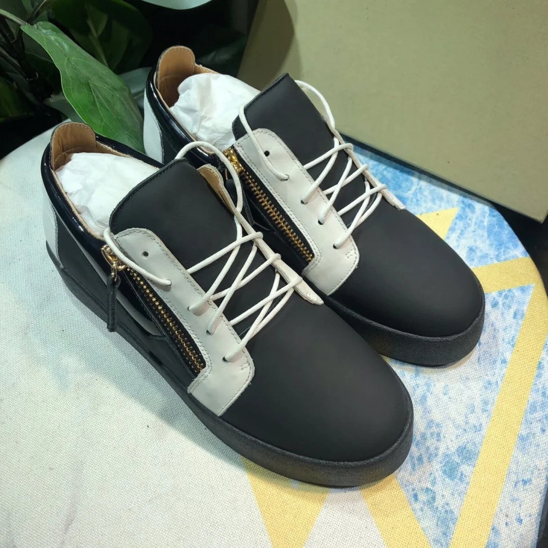 

Top Hight Quality Casual Sneakers For Men and Women Real Leather Brand Designer Unisex Tennis Shoes GZ Zipper Loafer Shoes G0878