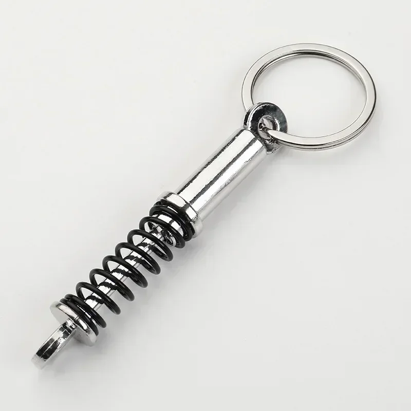 Creative Car Tuning Shock Absorber Keychain Metal Spring Pressable Black Shock Absorber Keychain Small Gift