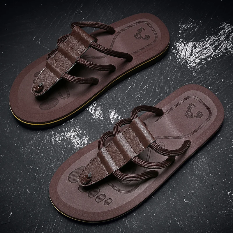 2023 Summer Men Flip Flops Platform Beach Sandals Anti-slip Roma Flat Shoes Trendy Beach Slipper For Men