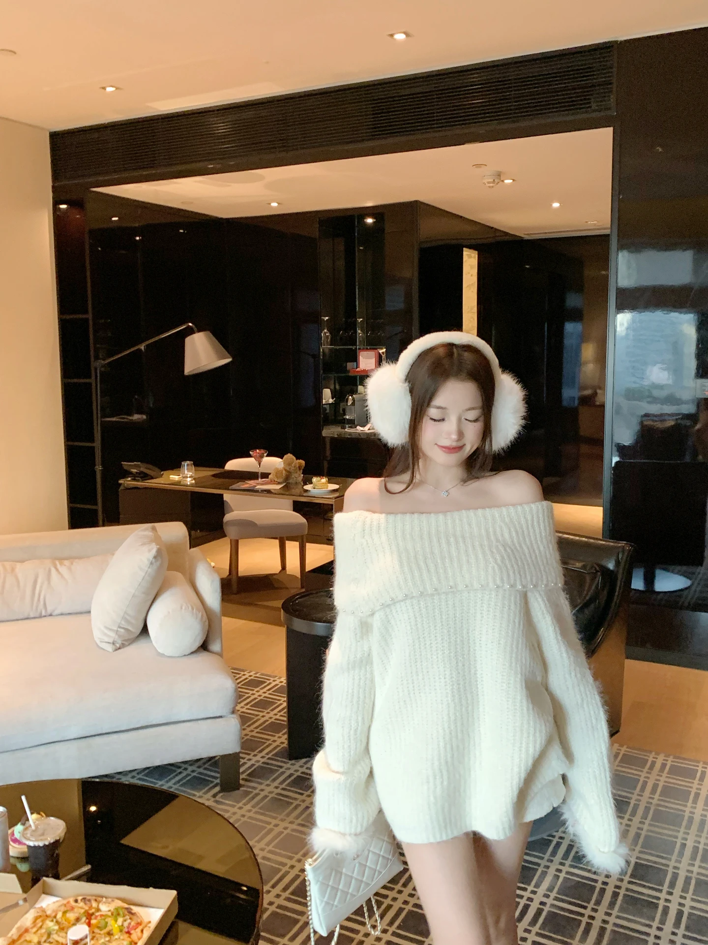 

Banana oulder Bared Knitted Sweater Women's Long Sve Loose Fit Comfortable Spring Aosphere Sle Sweet Flavor Warmth