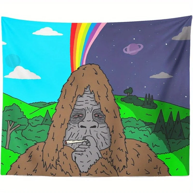 

Tapestry Eye Catching "The Big Lez Show" Inspired Polyester Tapestry. Featuring Sassy The Sasquatch And Tripper Snipper, It's A