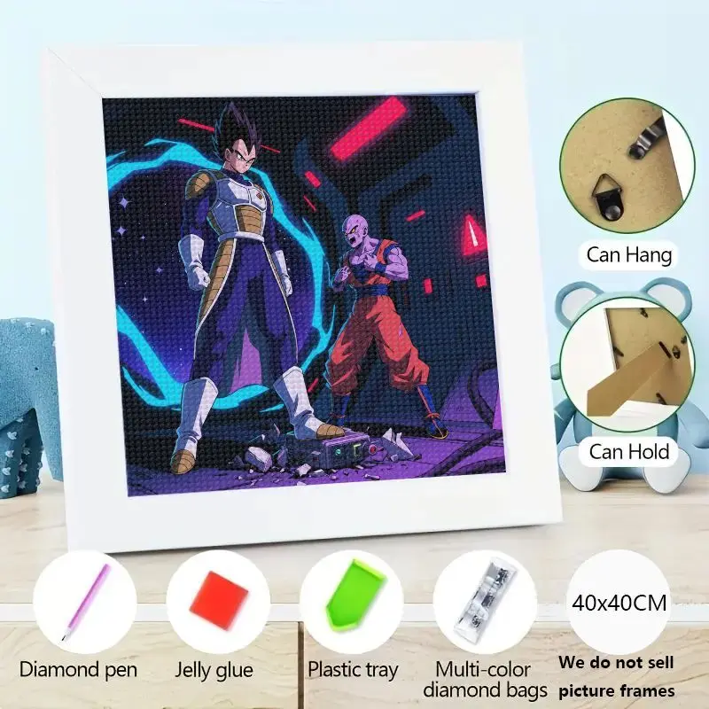 1PC Dragon Ball Z Vegeta Jiren 5D DIY Diamond Painting Kit, Full Drill Anime Manga Epic Battle Scene Wall Art Home Decor Cross S