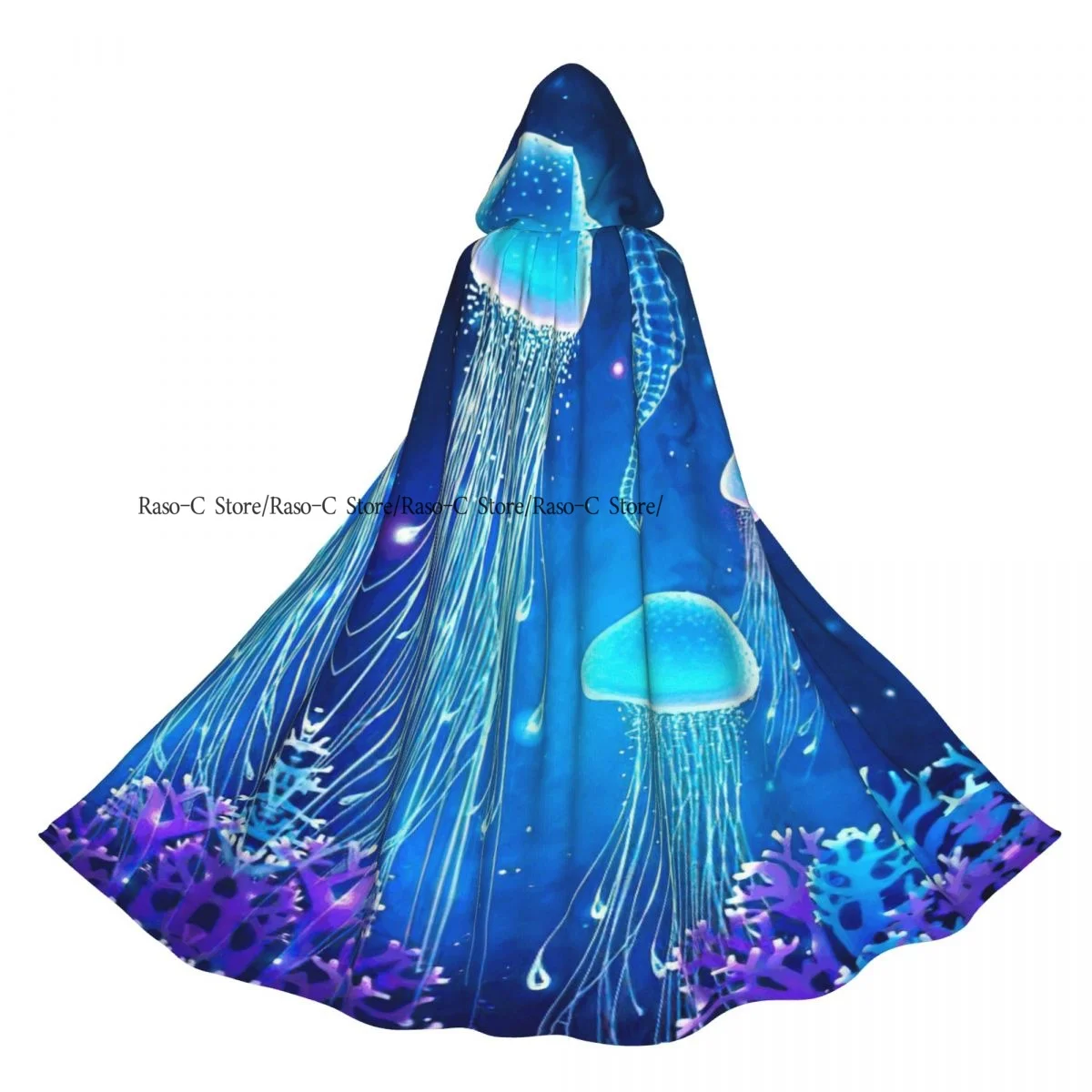عباءة بقلنسوة للجنسين مع غطاء محرك السيارة ماجيك متوهجة قنديل البحر تحت الماء عباءة مصاص دماء الساحرة كيب تأثيري حلي #1