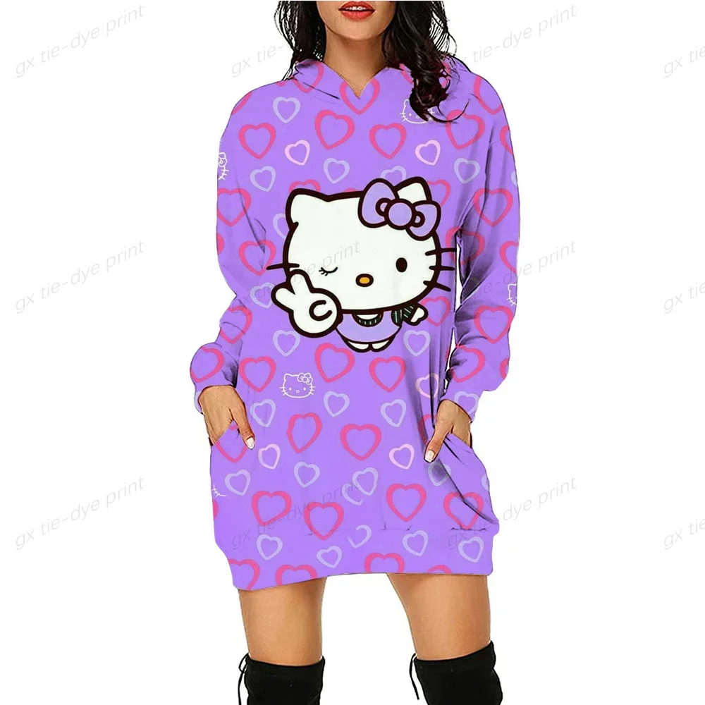 Women Hoodie HELLO KITTY Print Sweatshirt Brand Long Sleeves Hoodies Casual Elegent Cute Ladies Pullovers Hoodies Dress Autumn