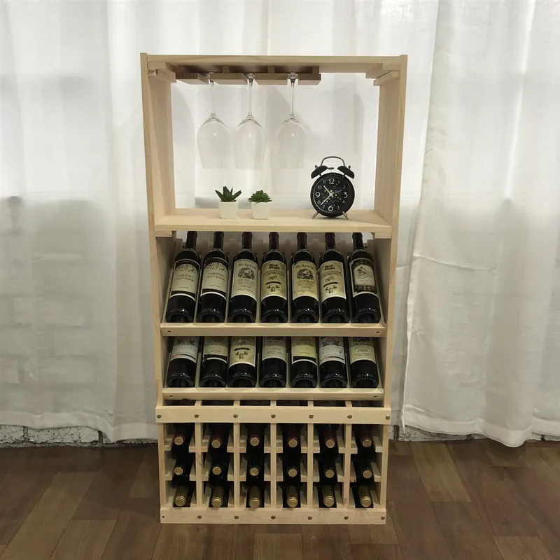 Rak Anggur Kayu Solid Rumah Tangga Nordik/Rak Display Anggur/Rak Penyimpanan Anggur/Rak Anggur Log