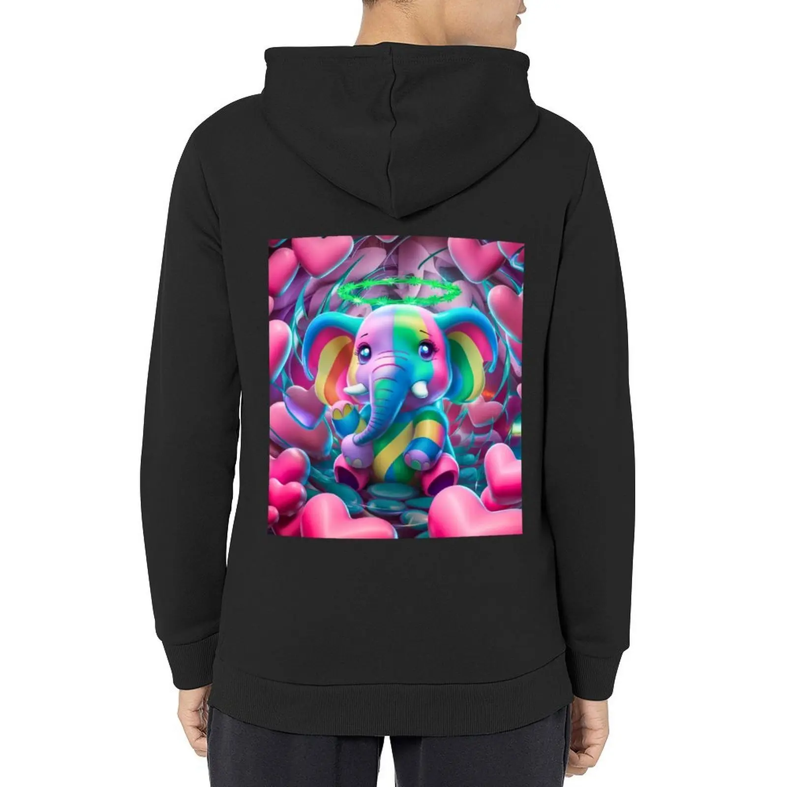 Ritratto di elefante. elefante felice, elefante colorato Felpa con cappuccio giacca autunnale da uomo stile coreano abbigliamento uomo abbigliamento tuta da uomo