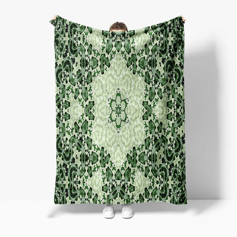 

Green Leaves Pattern Blanket Soft Cozy Fleece Throw Blanket for Sofa Bed Decoration Gift