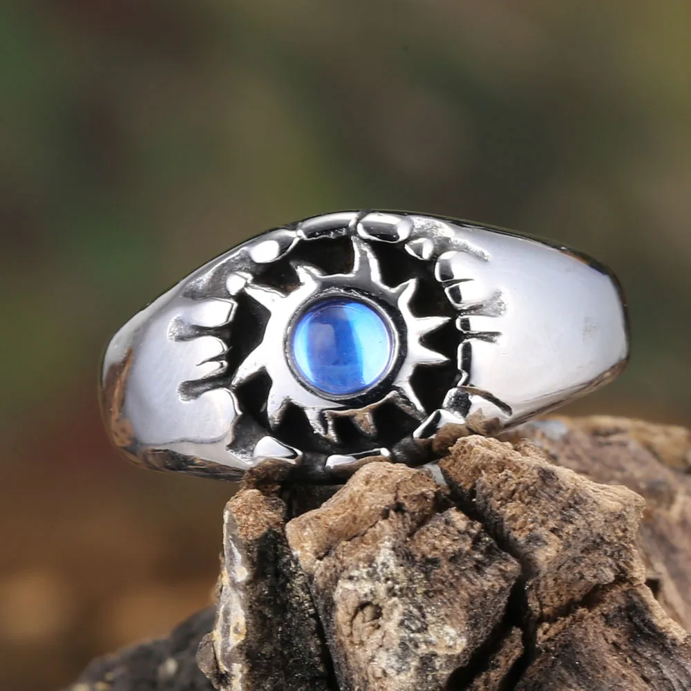 Foreign trade jewelry wholesale; European and American personalized vintage sun titanium steel ring