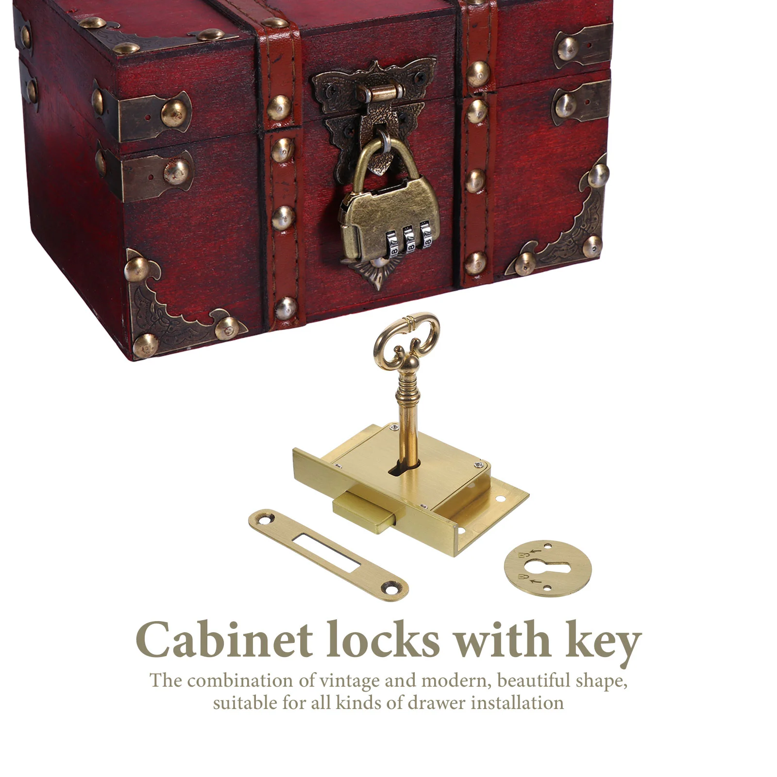 Square Drawer Lock Cabinet with Key File Heavy Duty Locks Furniture Retro