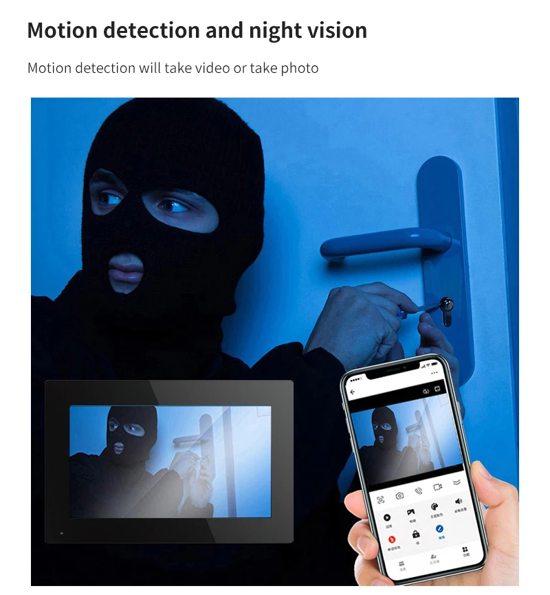 7/10 Inch Tuya Wifi Smart 4-wire Video DoorPhone Intercom System With 1080P Waterproof 140°Outdoor Camera Remote Unlocking Home