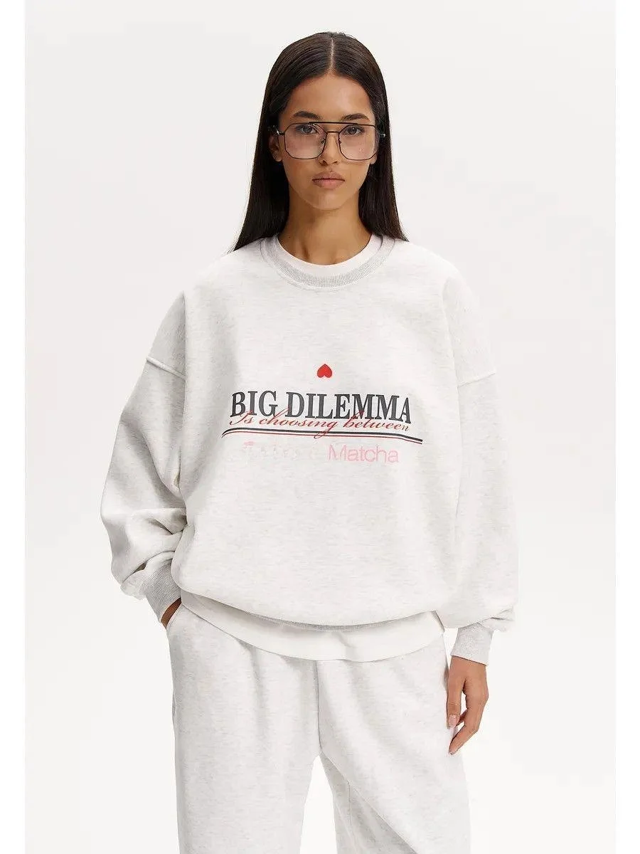 

Повседневный свободный свитшот с длинными рукавами и круглым вырезом, с буквенным принтом, женский, удобный, модный, для весны, для повседневной носки