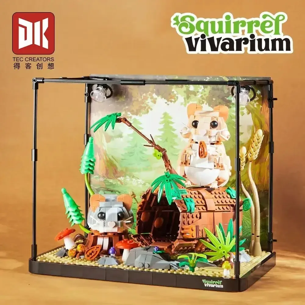

1158PCS Creative Lovely Animal Squirrel Vivarium Building Blocks Desk Decoration Gift For Children Kids