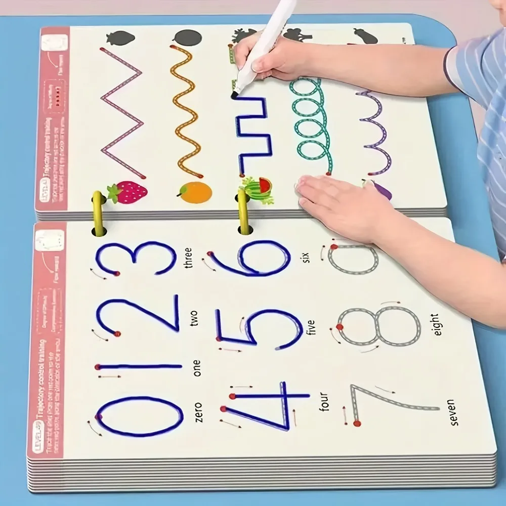 36pages Reusable Kids' Writing Book - Erasable Practice for Ages 3-6, Durable Training Workbook