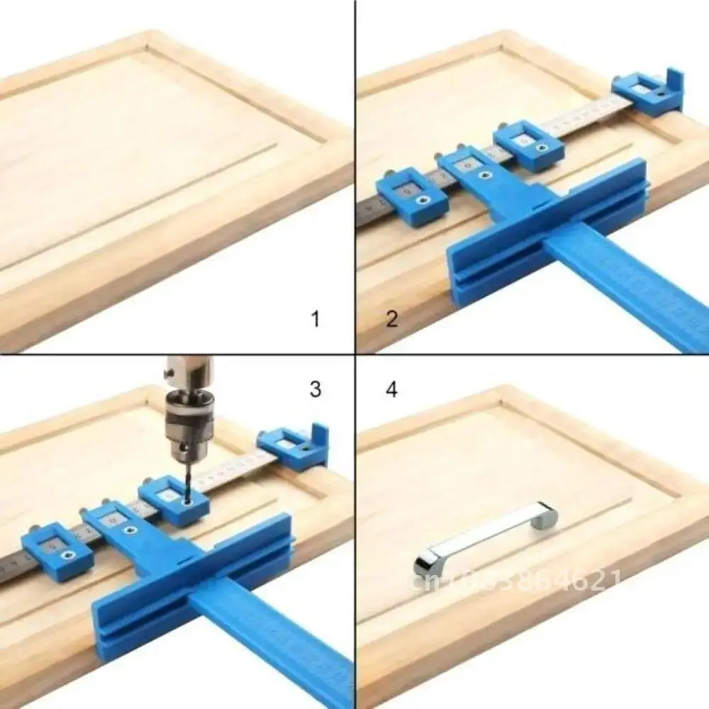 1PCS Punch Locator Drill Guide Sleeve Cabinet Hardware Jig Drawer Pull Wood Drilling Dowelling Hole Jig Furniture Punching Tool