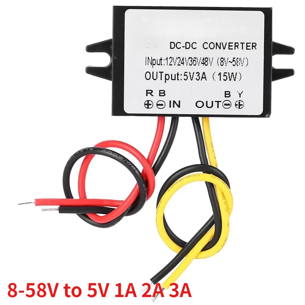DC To DC 12V/24V/36V/48V Step Down To 5V 1-3A Waterproof Buck Power Supply Module For Automobile LED Display Fan Monitor Camera