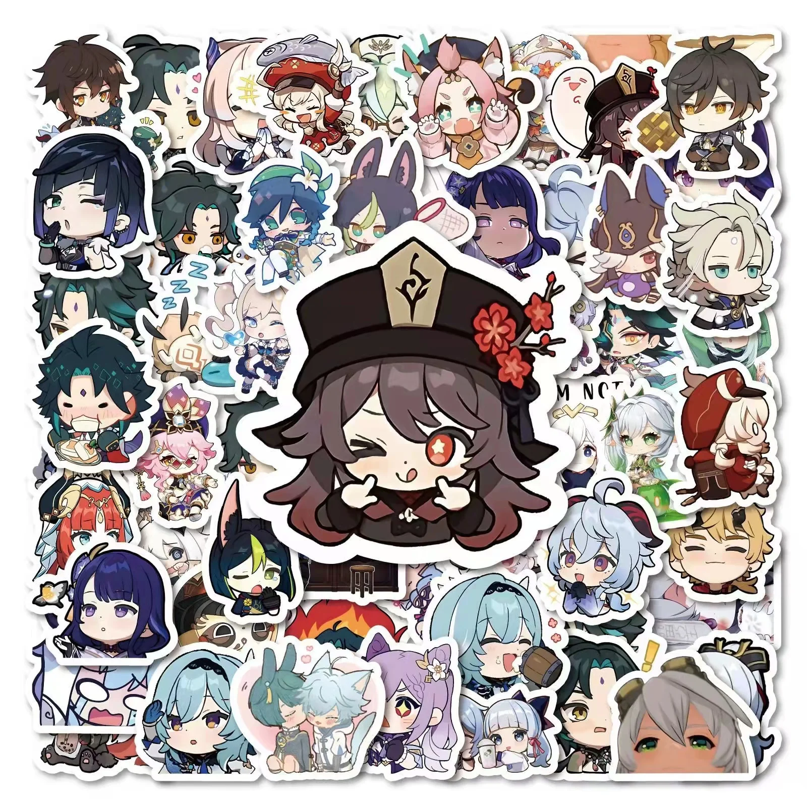 2025 Anime Genshin Impact Q Version Sticker Pack Small Stickers Cartoon Scrapbook Cell Phone Sticker Internet Meme Official Gift