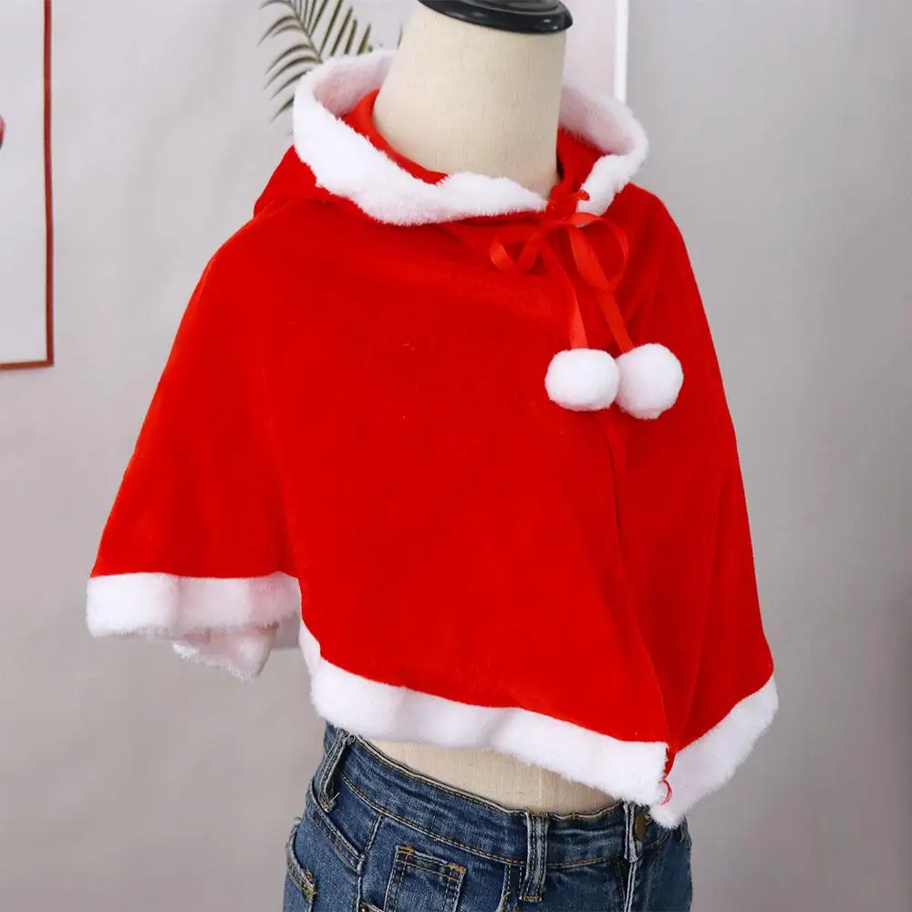 Chal de niña a prueba de viento disfraz de Papá Noel Otoño Invierno disfraz de Cosplay mujeres Ponchos con capucha capa de Navidad capa de Navidad