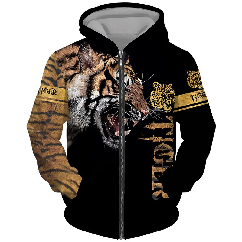 The Tiger-Ensemble sweat-shirt à capuche imprimé en 3D pour homme, survêtement de discussion, pull, veste, pantalon sportif, imbibé, automne, hiver