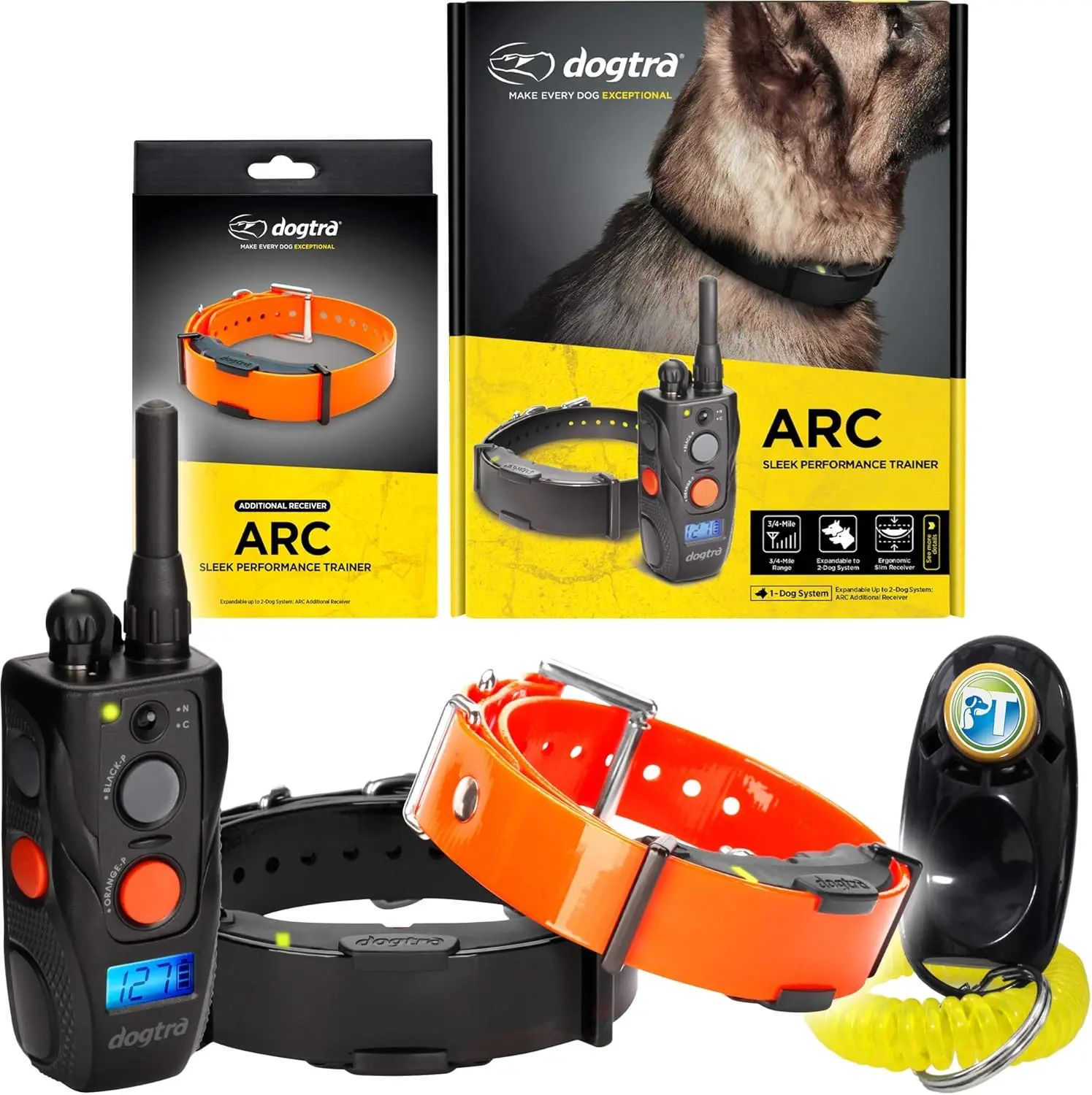 

Dogtra ARC 2-Dogs Remote Training Collar - 3/4 Mile Range, Waterproof, Rechargeable, Large Dog Training E-Collar