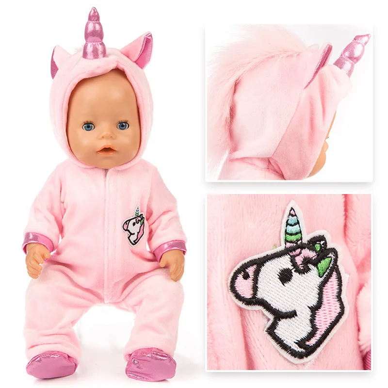 Para 18 Polegada roupas de boneca reborn com sapatos bonito unicórnio macacão bebe 43-45cm kit de boneca reborn brinquedos diy acessórios presente de aniversário