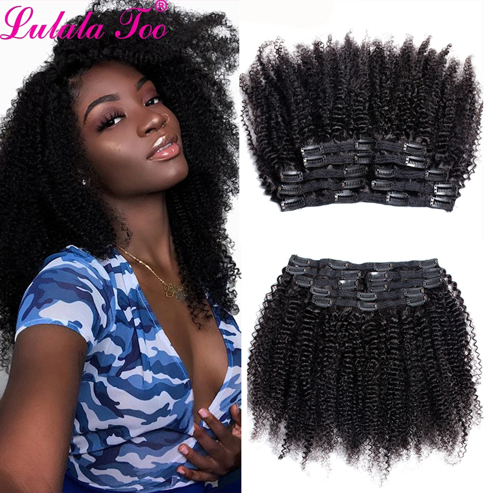 

Clip In Hair Extensions 4B 4C Afro Kinky Curly Clip Ins Natural Color Brazilian Remy Human Hair Clips 7Pcs/Set 120G Lulalatoo