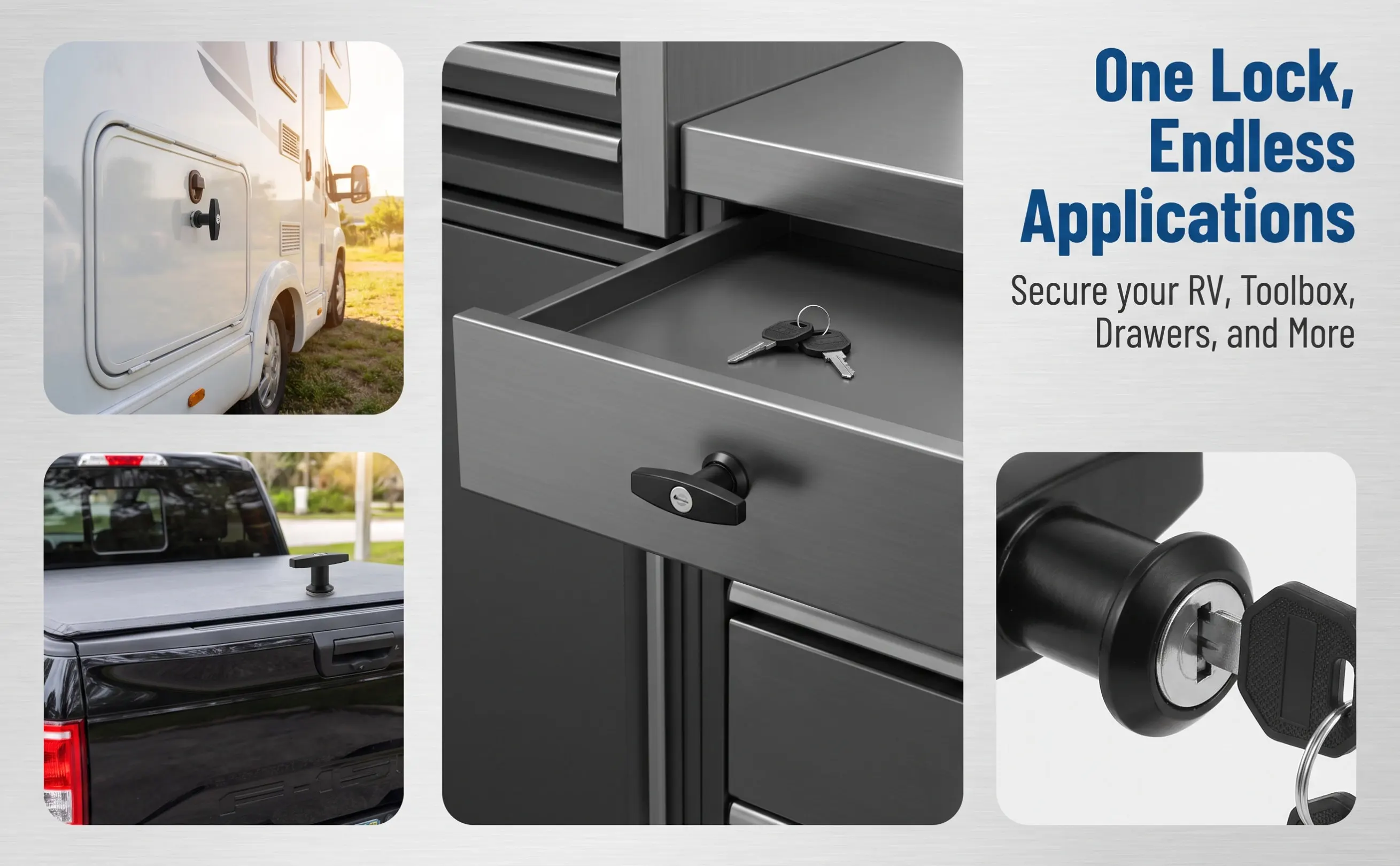 Heavy Duty T-Handle Lock with Keys for Distribution Box Cabinet Door Filing Drawer Rv Storage Toolbox Replacement