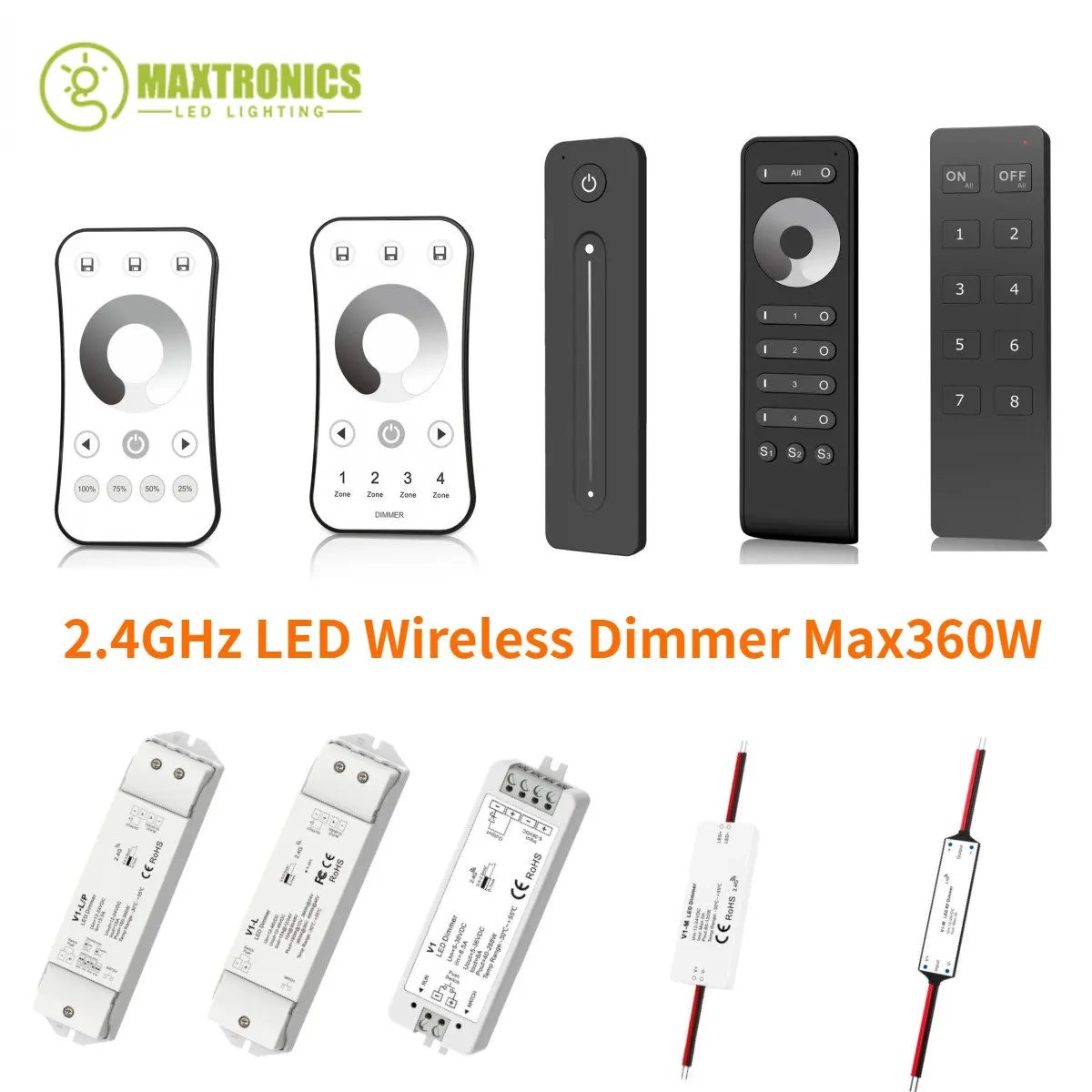 SKYDANCE DC12V-24/36V 2.4GHz LED Wireless Dimmer Max360W RF Touch Remote DIM Controller Dimmable For Single Color LED Light Tape