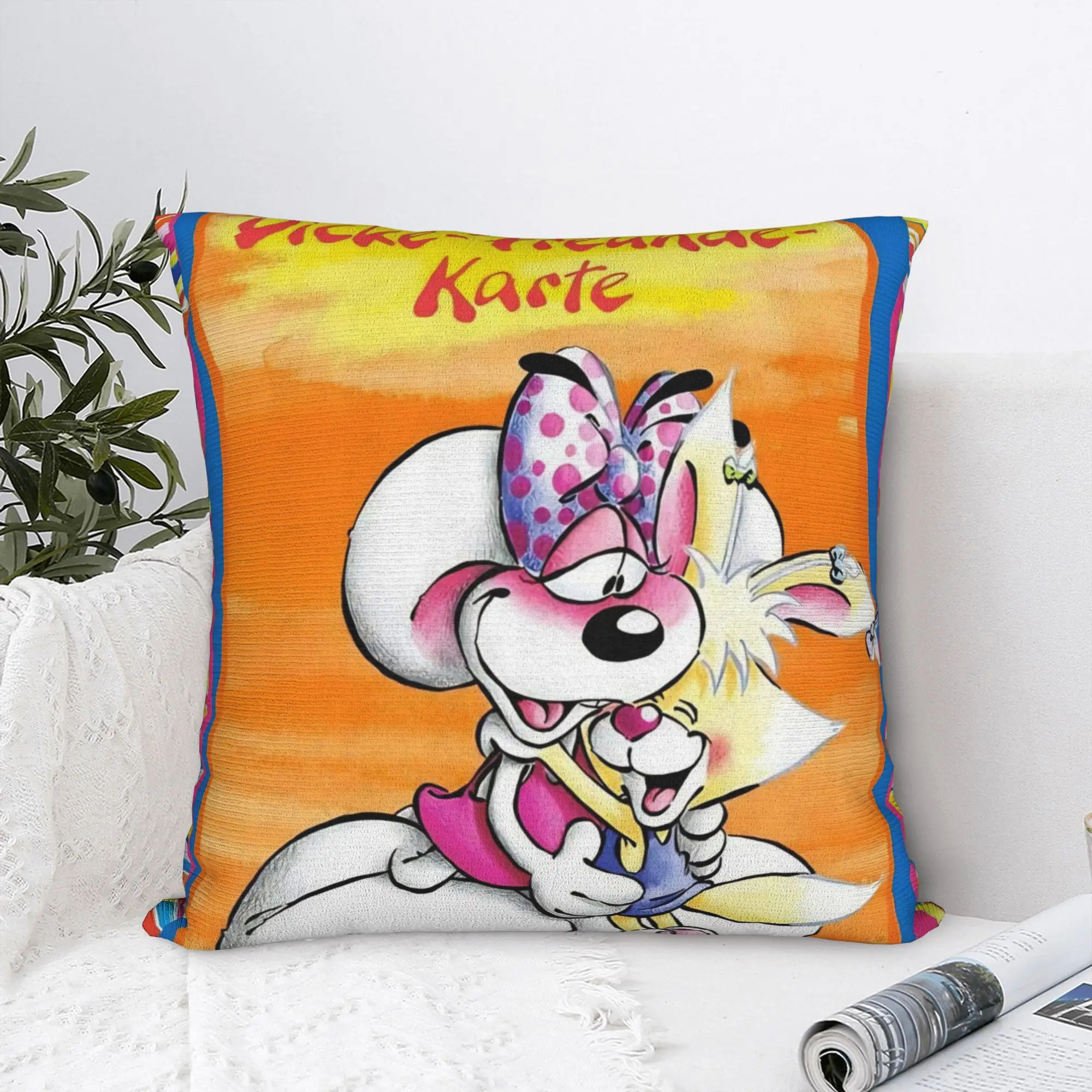Cute Cartoon D-Diddl Mouse Pillowcase Printed Polyester Cushion Cover Gift  Pillow Case Cover Bed Zippered 45X45cm