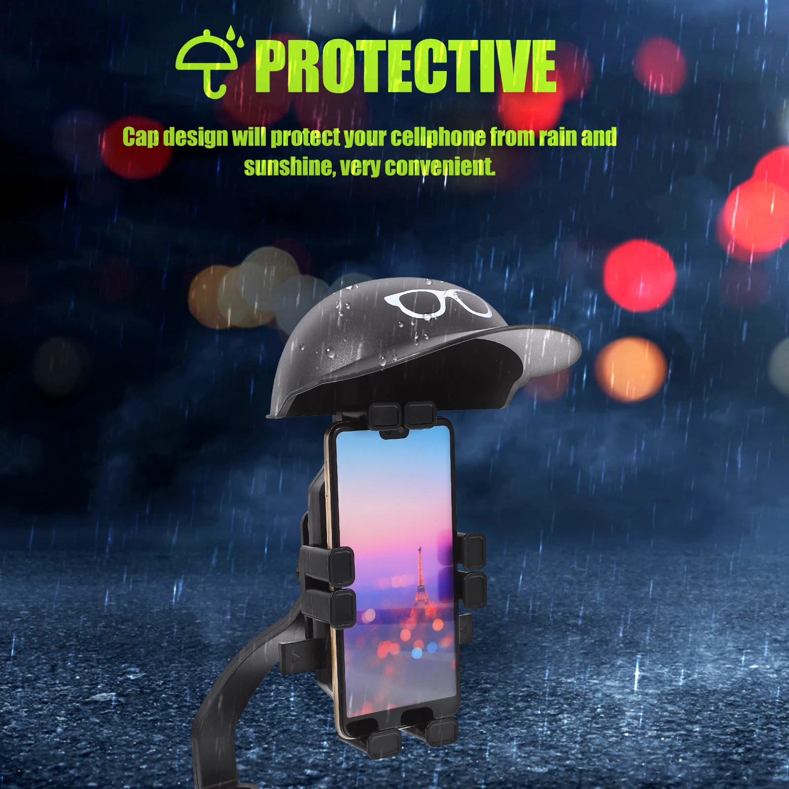 

Bike Phone Holder With Cap Alloy Abs Material Waterproof Sunproof Easy Mount Cycling Navigation Stand Rack Accessory