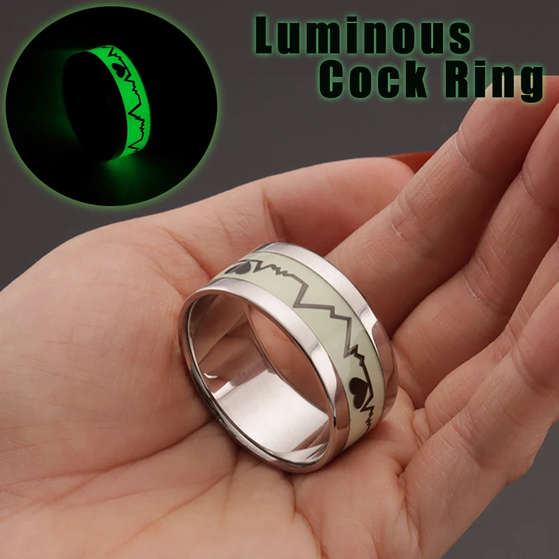 Penis Bondage Ring Luminous Glans Cock Ring Metal Penis Ring Lasting Erection Delay Ejaculation Constraint Sex Toys for Men 18