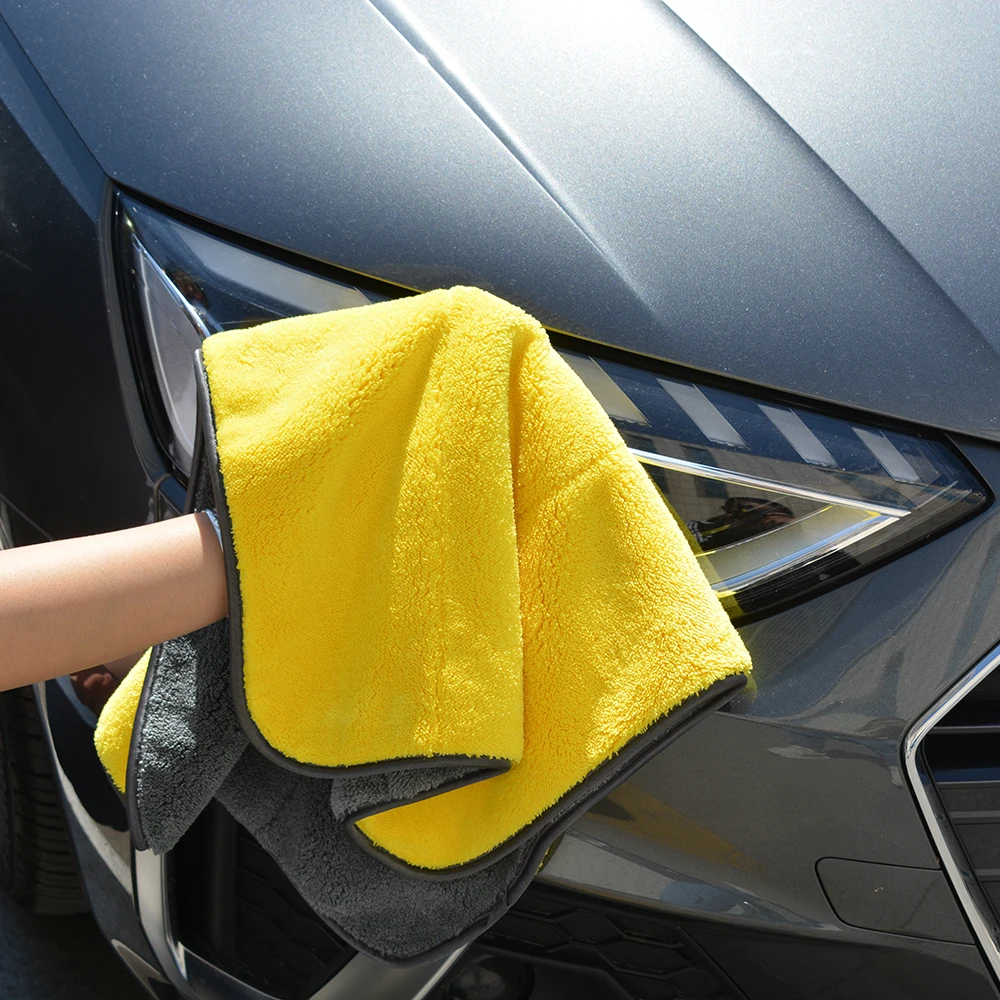 1000gsm Plush Microfiber Car Washing Towel Double Side High Quality Micro Fiber Dying Car Cleaning Towel 40cmx40cm 2 Pack