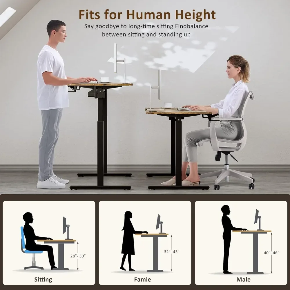 Standing Desk - Stand up Desk with Splice Board, Electric Adjustable Height Desk, 48 x 24 Inches Sit Stand Home Office Desk